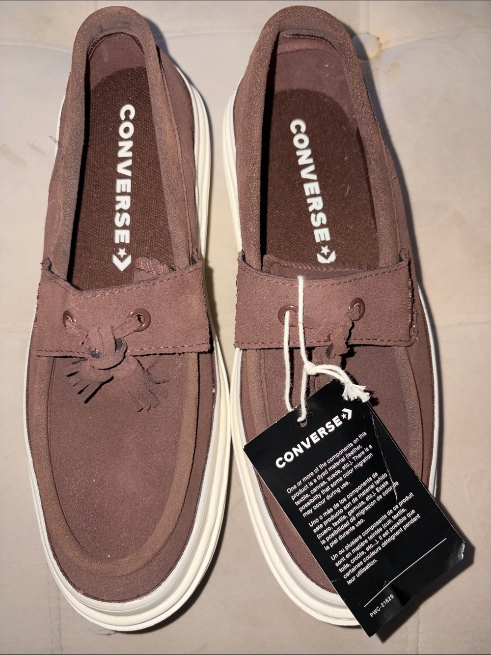 Converse Unisex Brown Suede Boat Shoes with White Sole